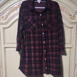 Terra & Sky Deep Red Knit Blouse